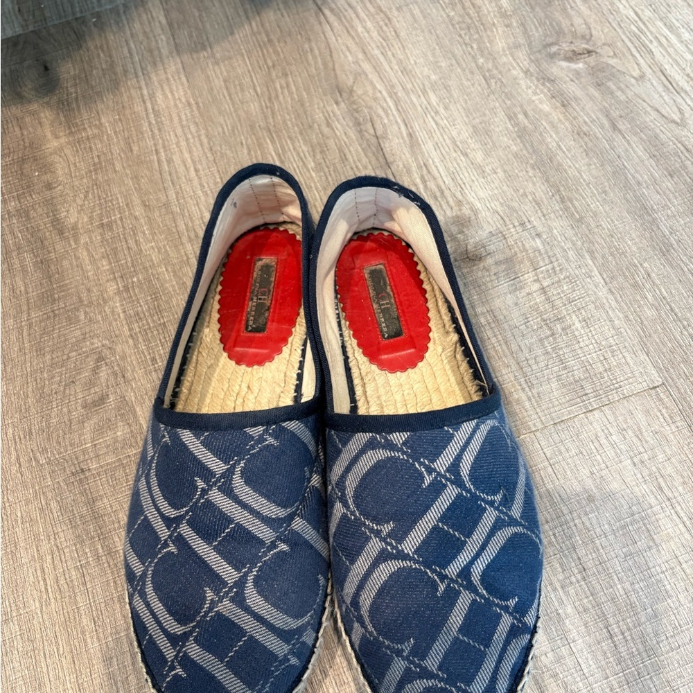 Carolina Herrera Navy Espadrilles with CH Design